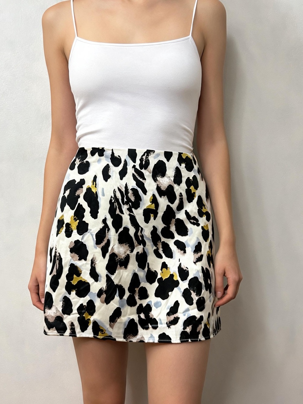 Wishlist Leopard Print Satin Mini Skirt size L